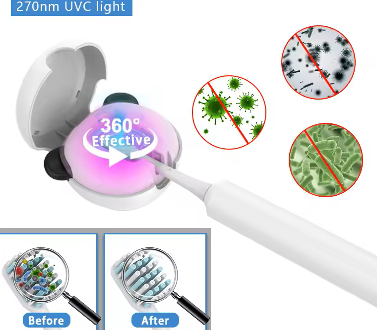 Esterilizador de cepillo de dientes antes y despues
